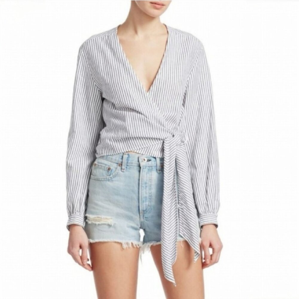 Rag & Bone Prescot Wrap Blouse in Salute Stripe
